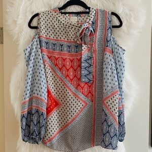 CHICO’S PATCHWORK WOMENS BLOUSE